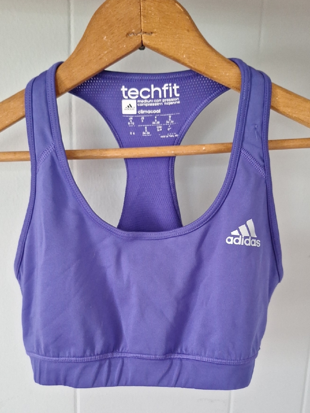 adidas Purple Racerback Techfit Sports Bra